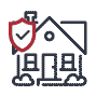 home insurance icon, house with a shield